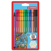 STABILO Feutre Pen 68, étui en carton de 12