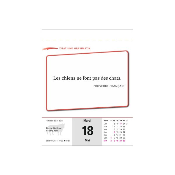 HARENBERG Calendrier d&eacute;tachable 2027 2110900+27 Franz&ouml;sisch DE, FR 12.5x16cm