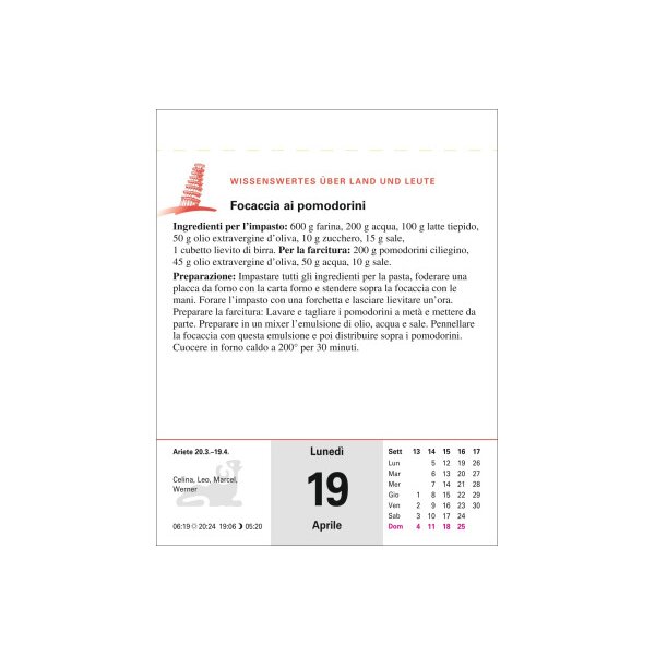 HARENBERG Calendrier d&eacute;tachable 2027 2111000+27 Italienisch DE, IT 12.5x16cm