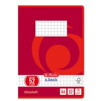 herlitz Oktavheft x.book, DIN A6, kariert, 70 g qm, 60 Blatt