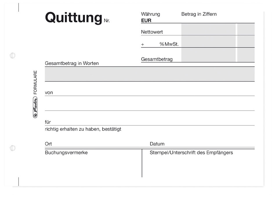 Herlitz Formularbuch "Quittung 402" DIN A6 2 x 40 Blatt 