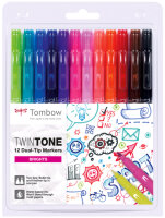 Tombow Doppelfasermaler "TwinTone" Bright Colours, 12er Set