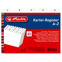 herlitz Karteiregister A - Z, PP, A6 quer, weiss, 24-teilig