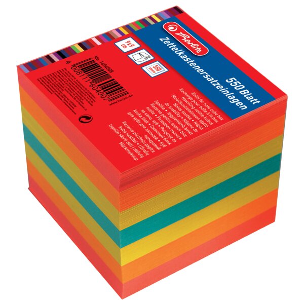 herlitz Zettelboxeinlagen, 90 x 90 mm, farbig