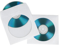 hama Pochette papier pour 1 CD/DVD, 100 pièces, blanc