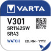 VARTA Pile oxyde argent pour montres, V386 (SR43), 1,55 V