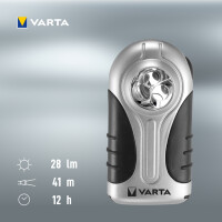 VARTA Lampe de poche LED Silver Light, avec 3 piles AAA