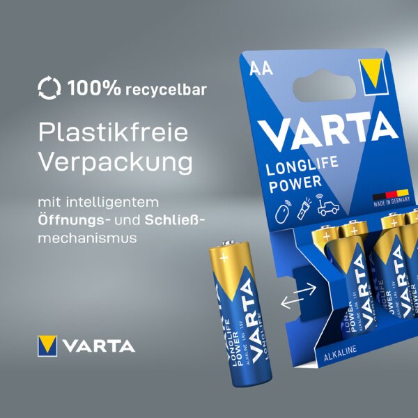 VARTA Pile alcaline LONGLIFE Power, Mignon (AA/LR6)