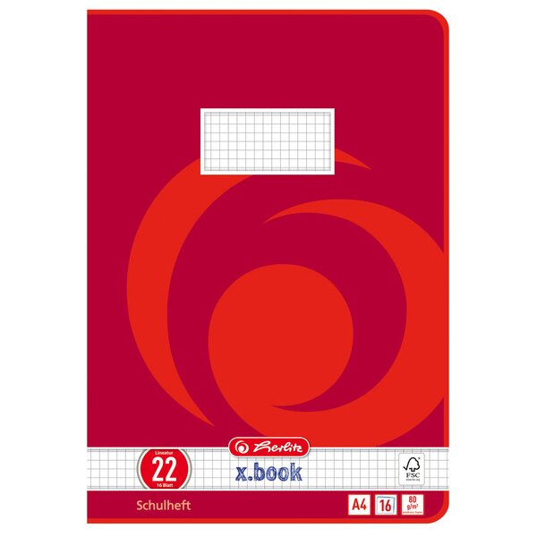 herlitz Schulheft x.book, DIN A4, Lineatur 22 kariert