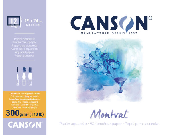 CANSON Bloc de papier aquarelle Montval, 190 x 240 mm