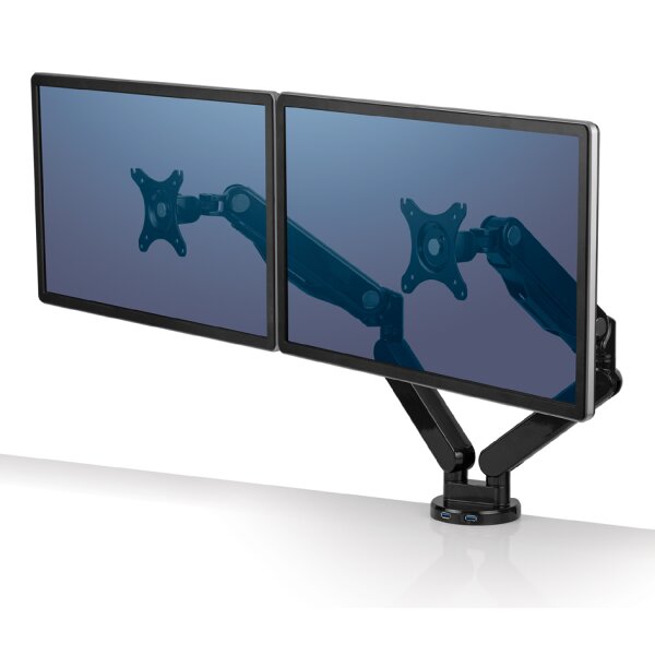 Fellowes Doppel-Monitorarm Platinum, schwarz