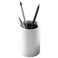 Läufer Stifteköcher LA LINEA, aus Leder, weiss