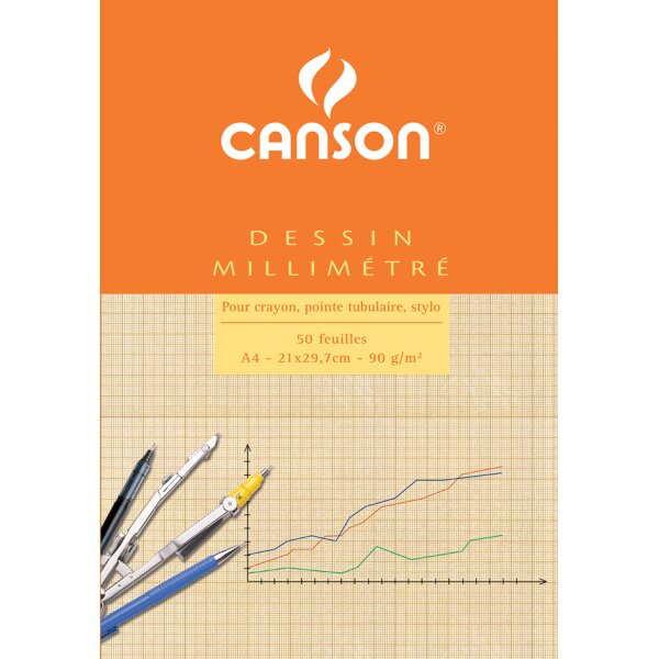CANSON Millimeterpapier-Block, DIN A3, 90 g qm