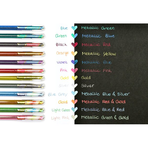 Pentel Stylo roller à encre gel Hybrid Dual Metallic, set