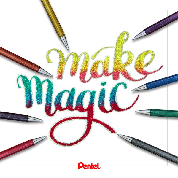 Pentel Hybrid Gel-Tintenroller Glitter Pen Dual Metallic