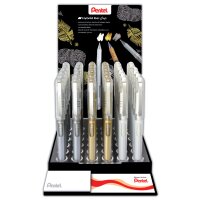 Pentel Gel-Tintenroller K230, gold, silber, weiss, Display