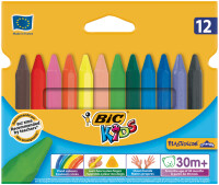 BIC Crayon de cire Plastidecor Triangle, étui de 12