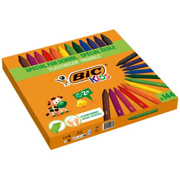BIC Crayon de cire Plastidecor Triangle, garniture scolaire
