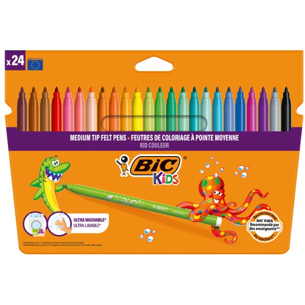 BIC KIDS Fasermaler Kid Couleur medium, 24er Kartonetui