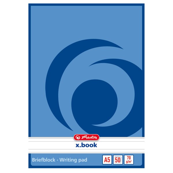 herlitz Briefblock x.book, A5, ungelocht, 50 Blatt, liniert