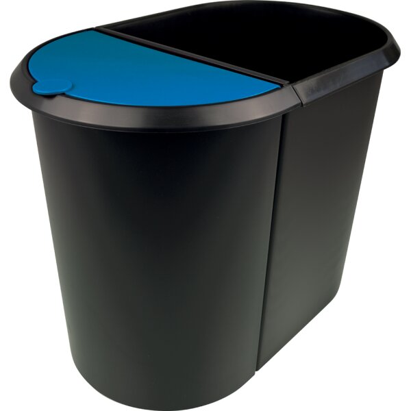 helit Papierkorb "the double", oval, PE, schwarz blau