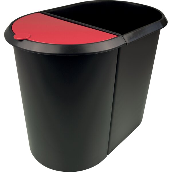 helit Papierkorb "the double", oval, PE, schwarz blau