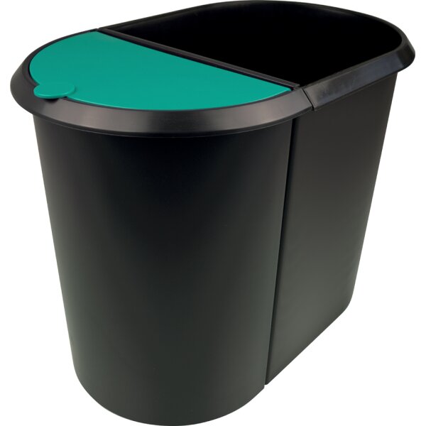 helit Papierkorb "the double", oval, PE, schwarz