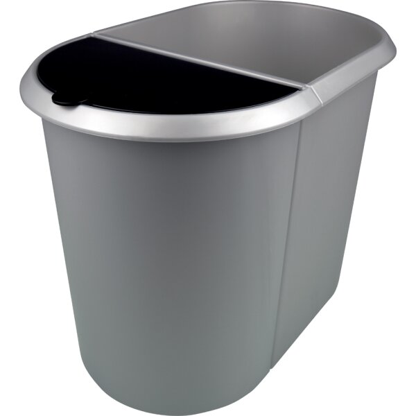 helit Papierkorb "the double", oval, PE, schwarz