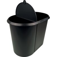 helit Papierkorb "the double", oval, PE, schwarz