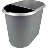helit Papierkorb "the double", oval, PE, silber...