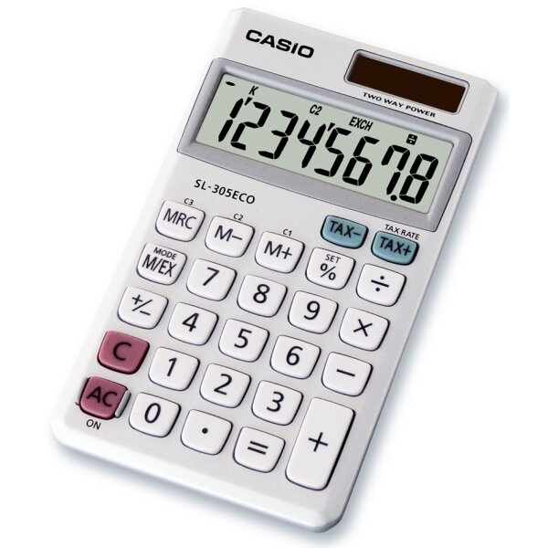 CASIO Taschenrechner SL-305 ECO, Solar- Batteriebetrieb