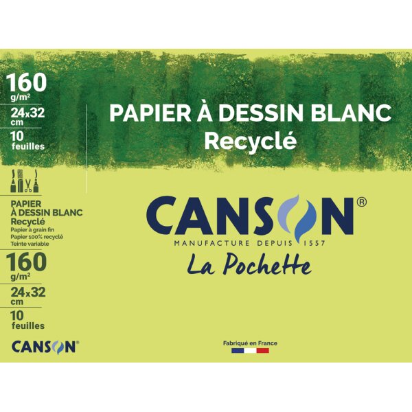 CANSON Zeichenpapier Recycling, weiss, 240 x 320 mm, 160 g qm