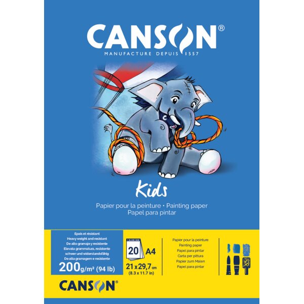 CANSON Malblock Kids, DIN A4, 200 g qm, 20 Blatt