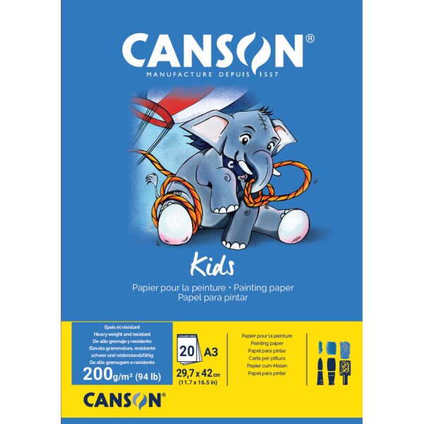 CANSON Malblock Kids, DIN A3, 200 g qm, 20 Blatt