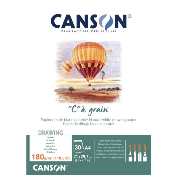 CANSON Bloc papier dessin C &agrave; grain, A3, 224 g/m2