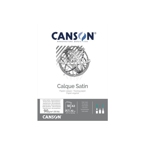CANSON Bloc transparent A3 200757241 90g 50 feuilles
