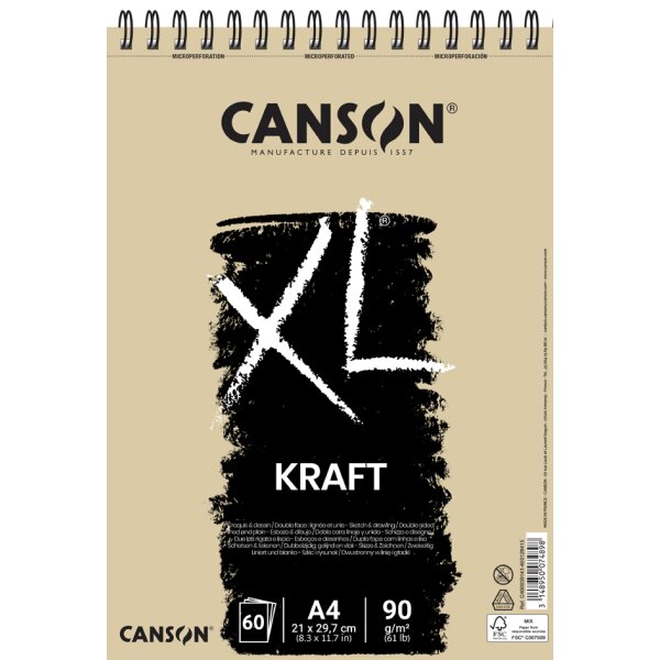 CANSON Bloc à croquis et études XL KRAFT, A3
