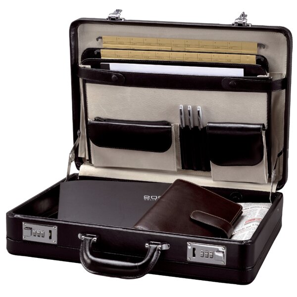 Alassio Attaché-Koffer "TAORMINA", Leder, schwarz