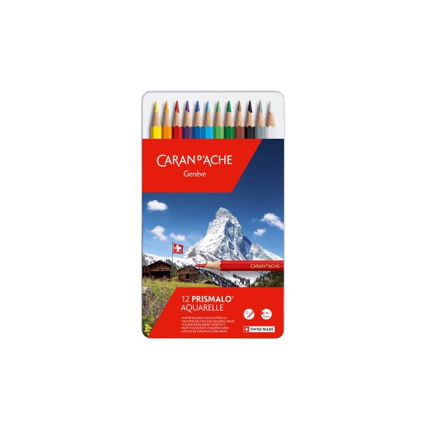 CARAN DACHE Crayon de couleur Prismalo 3mm 999.312 ass. boite mét. 12 piece