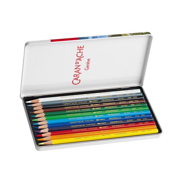 CARAN DACHE Crayon de couleur Prismalo 3mm 999.312 ass. boite mét. 12 piece