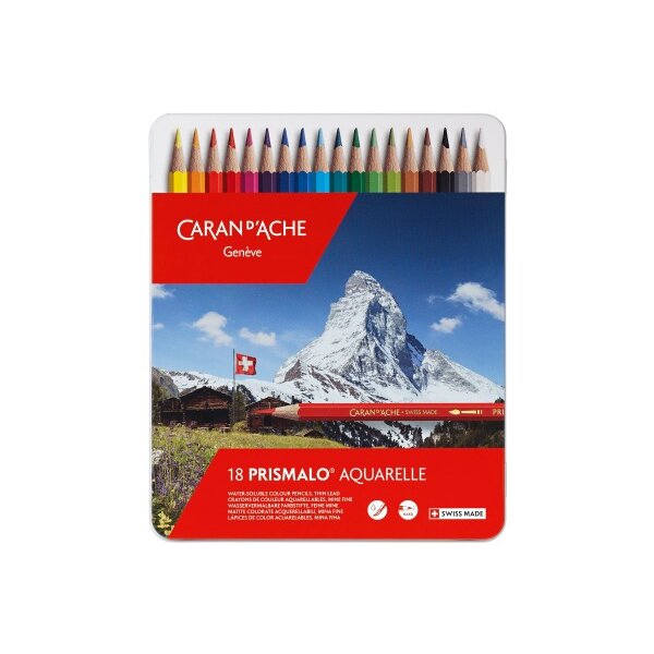 CARAN DACHE Farbstifte Prismalo 3mm 999.318 ass. in Metallsch. 18 Stück