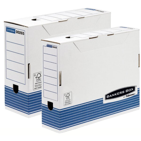 Fellowes BANKERS BOX SYSTEM bo&icirc;te darchives, (L)200mm, bleu