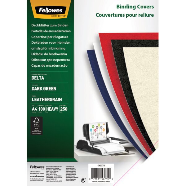 Fellowes Deckblatt Delta, Lederstruktur, DIN A4, weiss