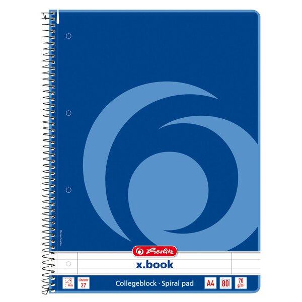 herlitz Cahier &agrave; spirales x.book, A4, 160 pages, lign&eacute;