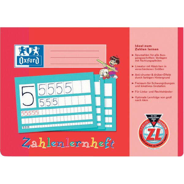Oxford Zahlenlernheft, DIN A4 quer, Lineatur: ZL