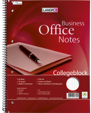 LANDRÉ Cahier Business Office Notes, format A5, quadrillé