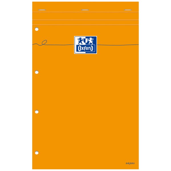 Oxford Bloc-notes, 210 x 315, quadrill&eacute;, 80 feuilles, orange