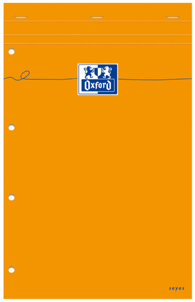Oxford Bloc-notes, 210 x 315, quadrillé, 80 feuilles, orange