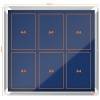 nobo Vitrine daffichage Premium Plus, feutre, 6x A4, bleu