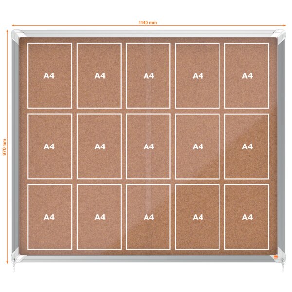 nobo Vitrine daffichage Premium Plus, fond en liège, 18x A4